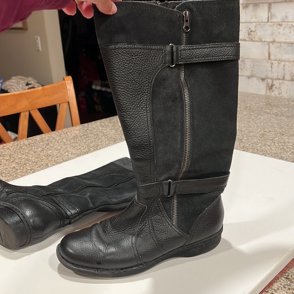 CLARKS Women’s Whistles Whey Black Zip Up Riding Boots Leather & Suede 8.5M - Picture 8 of 13